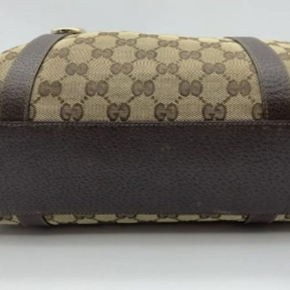 Gucci Abbey Boston Bag- Beige/Brown Canvas- Monogrammed Canvas-Medium Size - Picture 7 of 7
